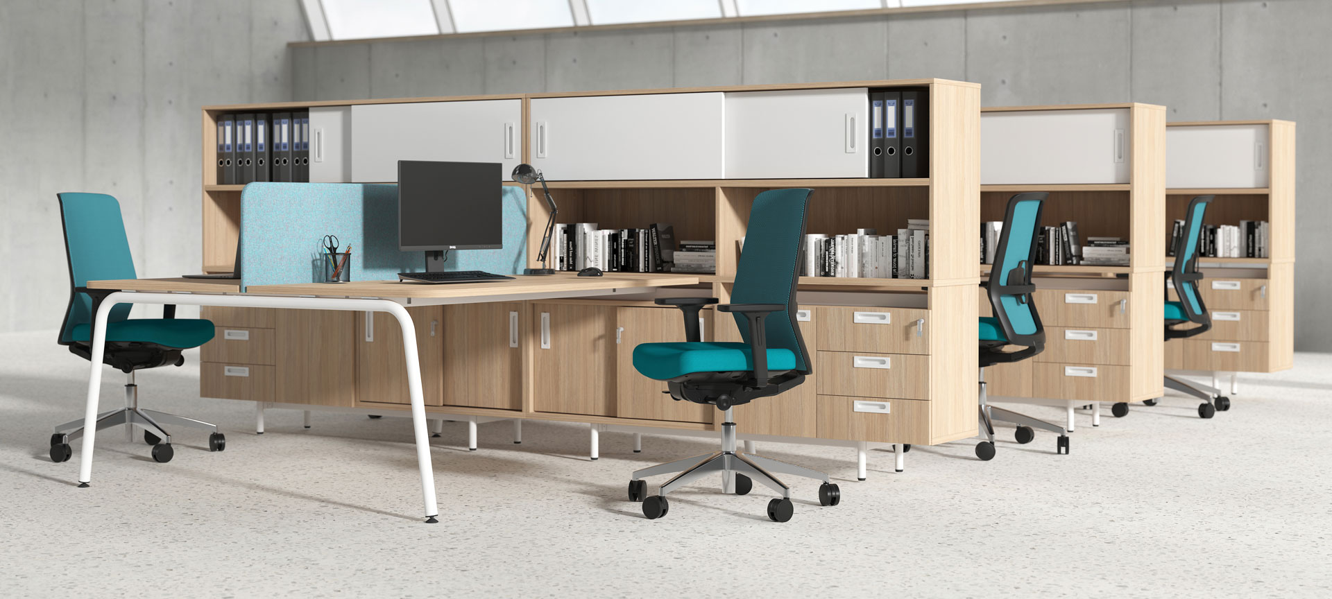 Narbutas Round desking and storage