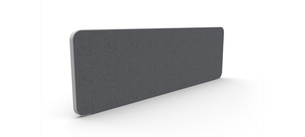 Formetiq fabric desktop screens Plastic edged fabric desktop divider screens with radius corners