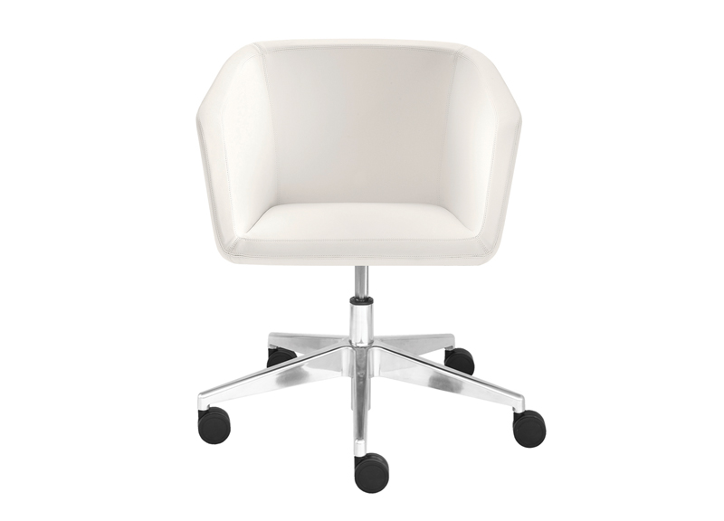 Height adjustable armchair, polished aluminium swivel base with castors