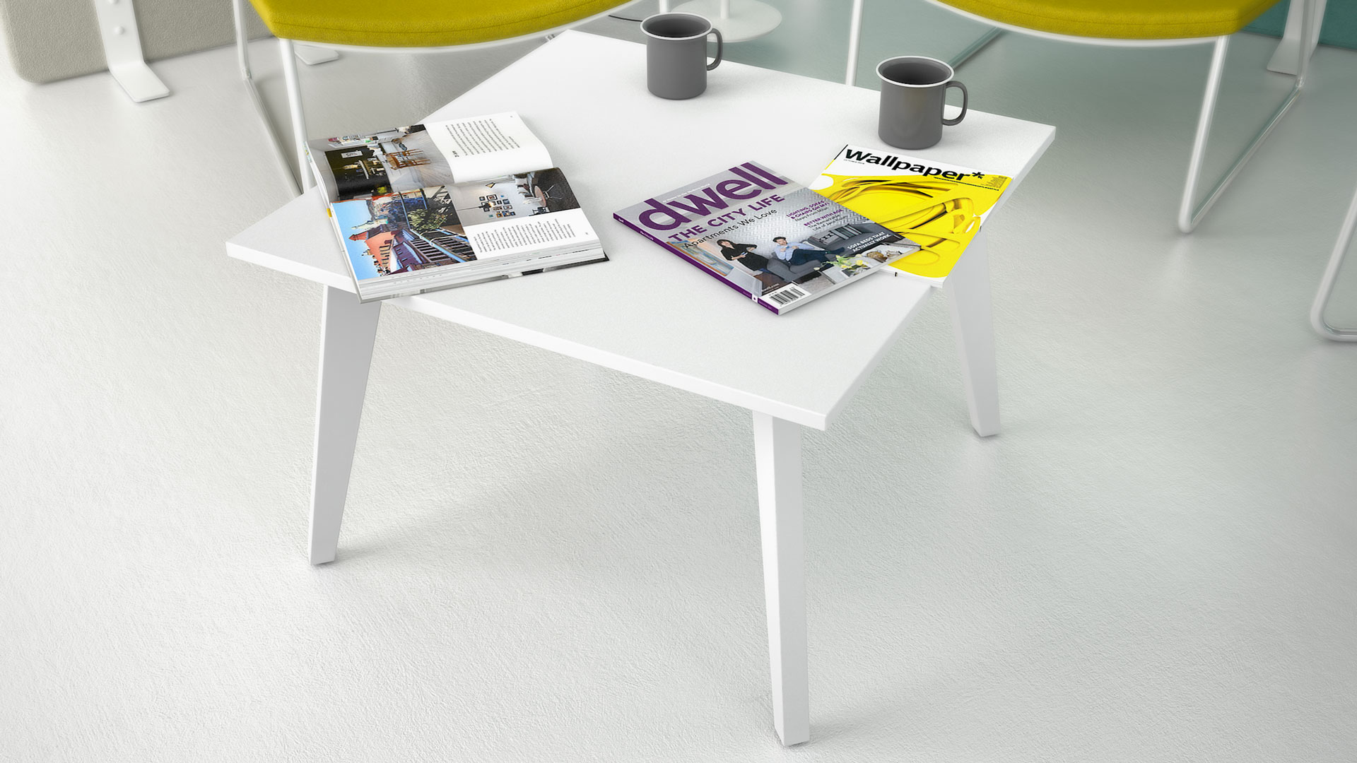 Amber square coffee table in white