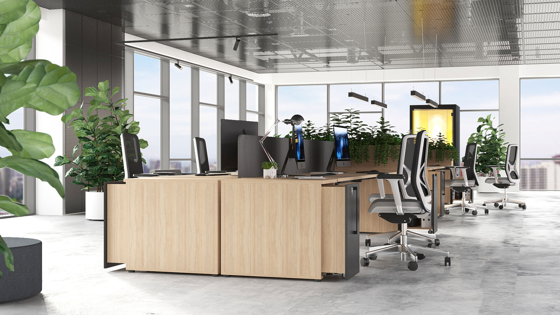 Boxi towers work seamlessly with Nova bench desking