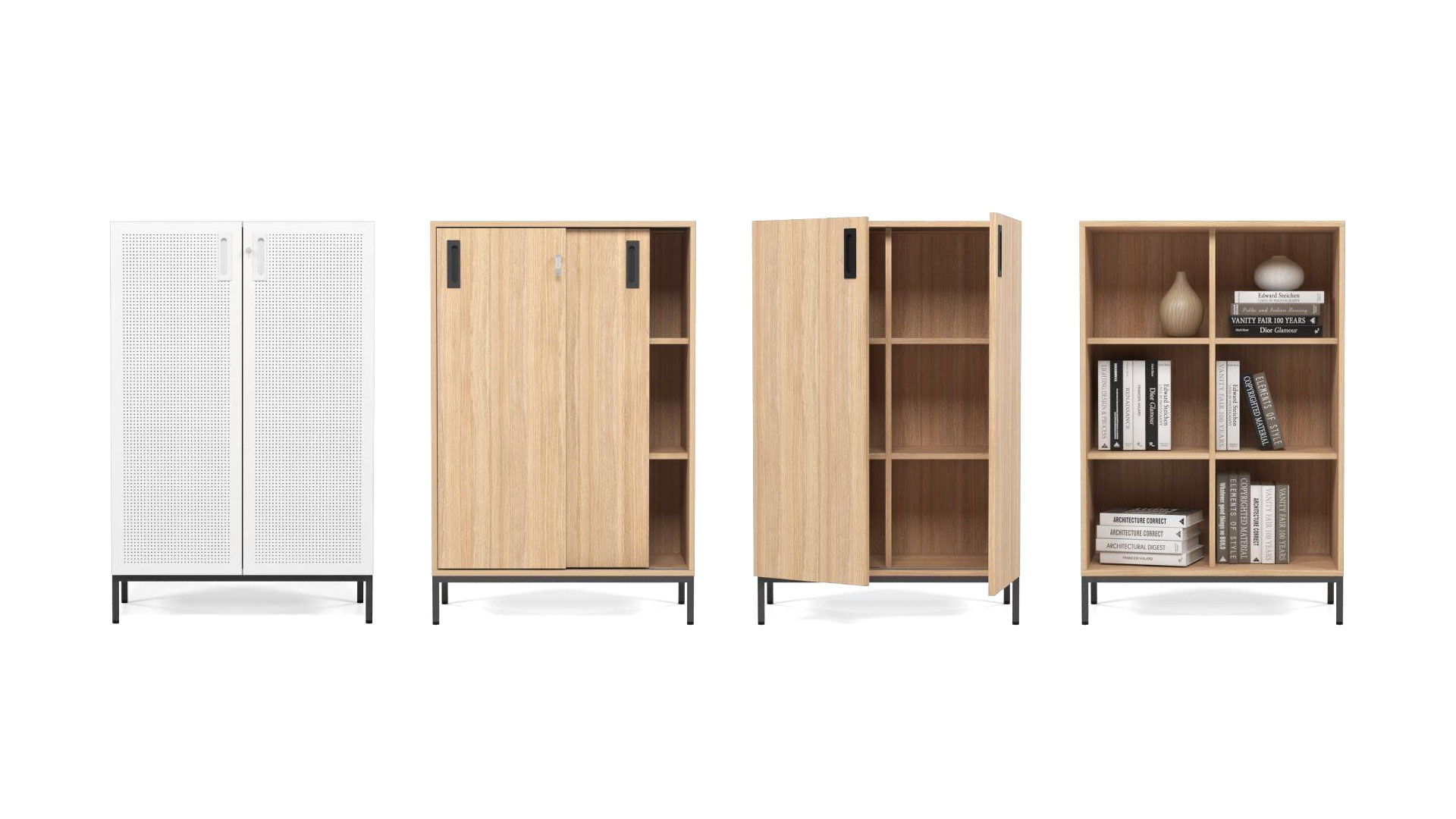 Choose from acoustic, sliding or hinged cabinet doors