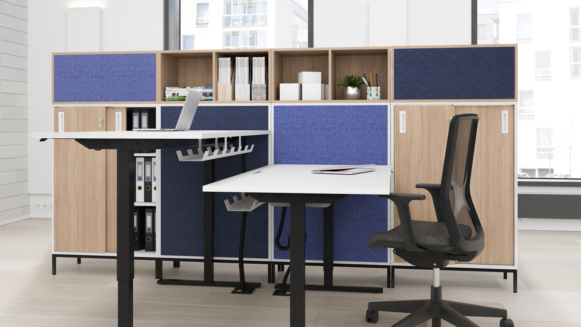 Use fabric back panels to bring colour and texture to dividers