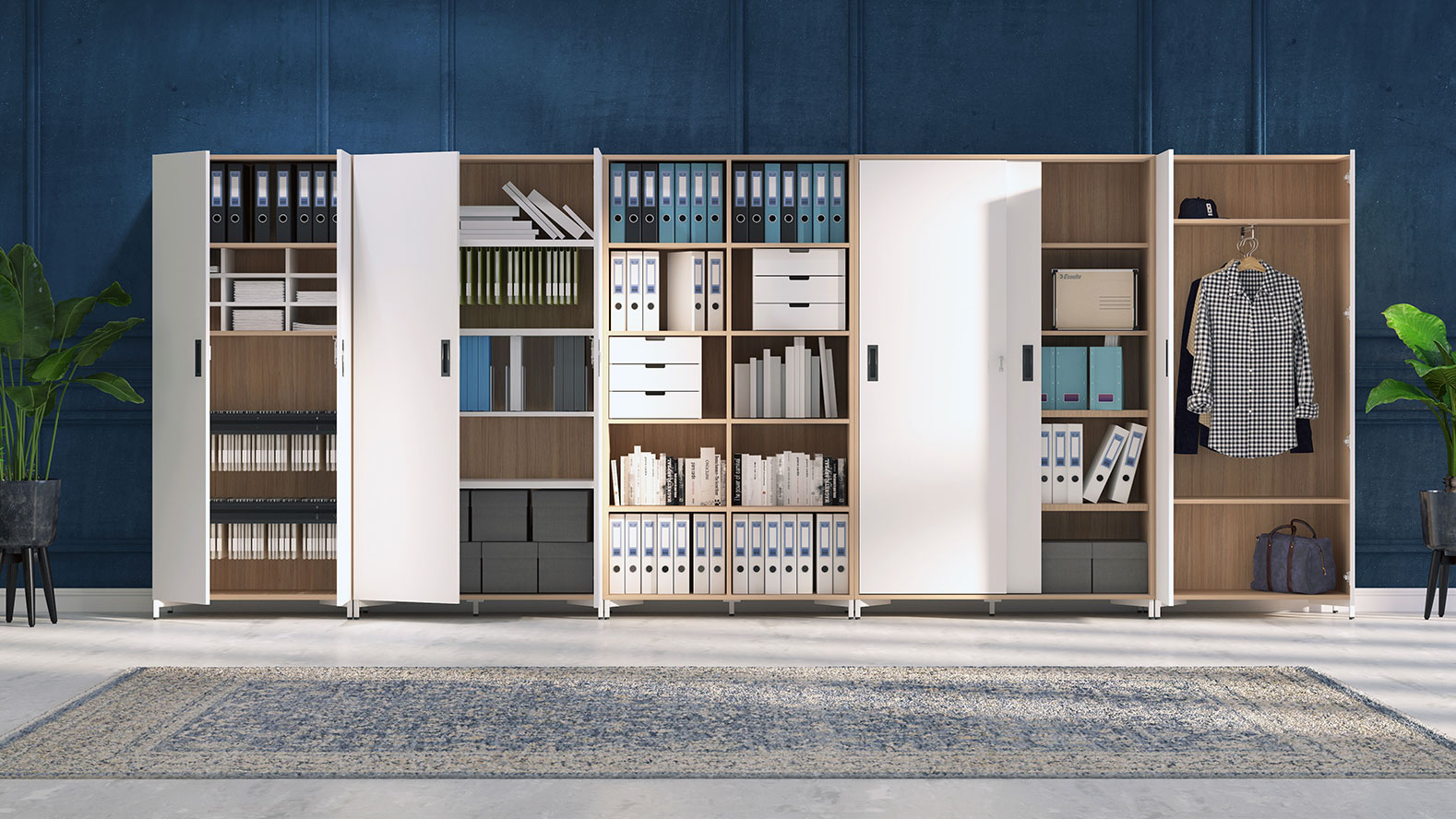 Choice storage cabinets and bookcases in white and oak