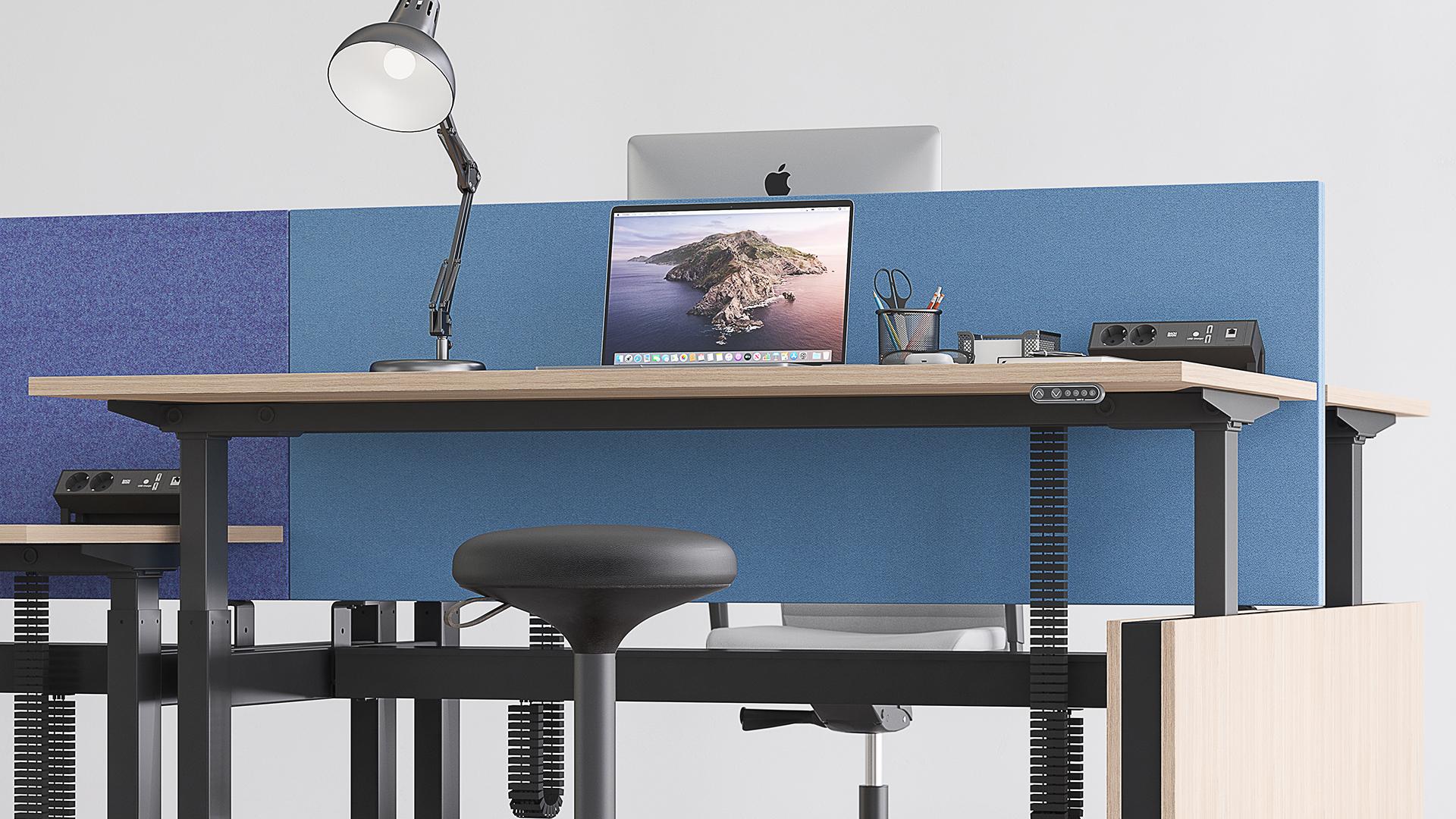 Choose from a large range of fabric colour choices for both sides of the Modus desk screen