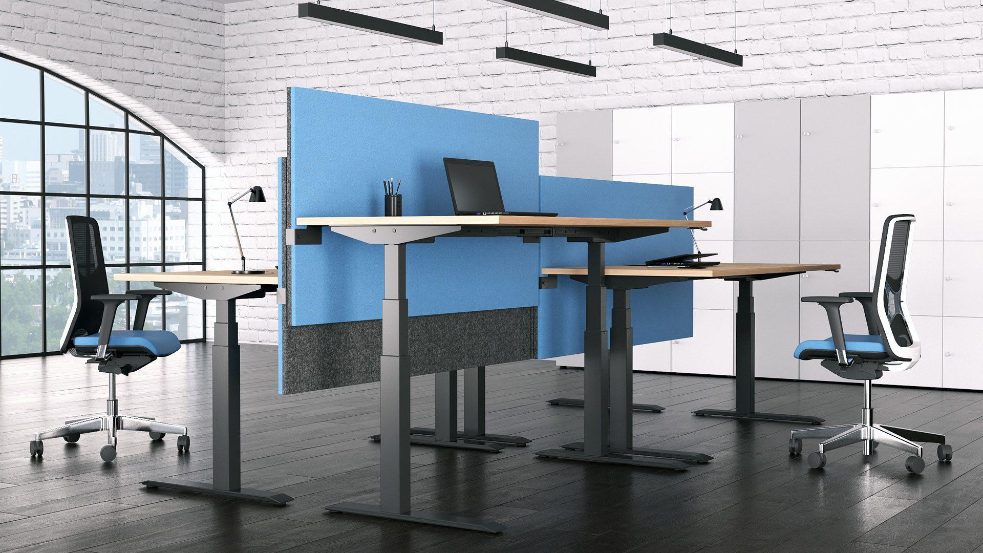 Modus double-sided acoustic desk screens provide privacy and comfort in the workplace