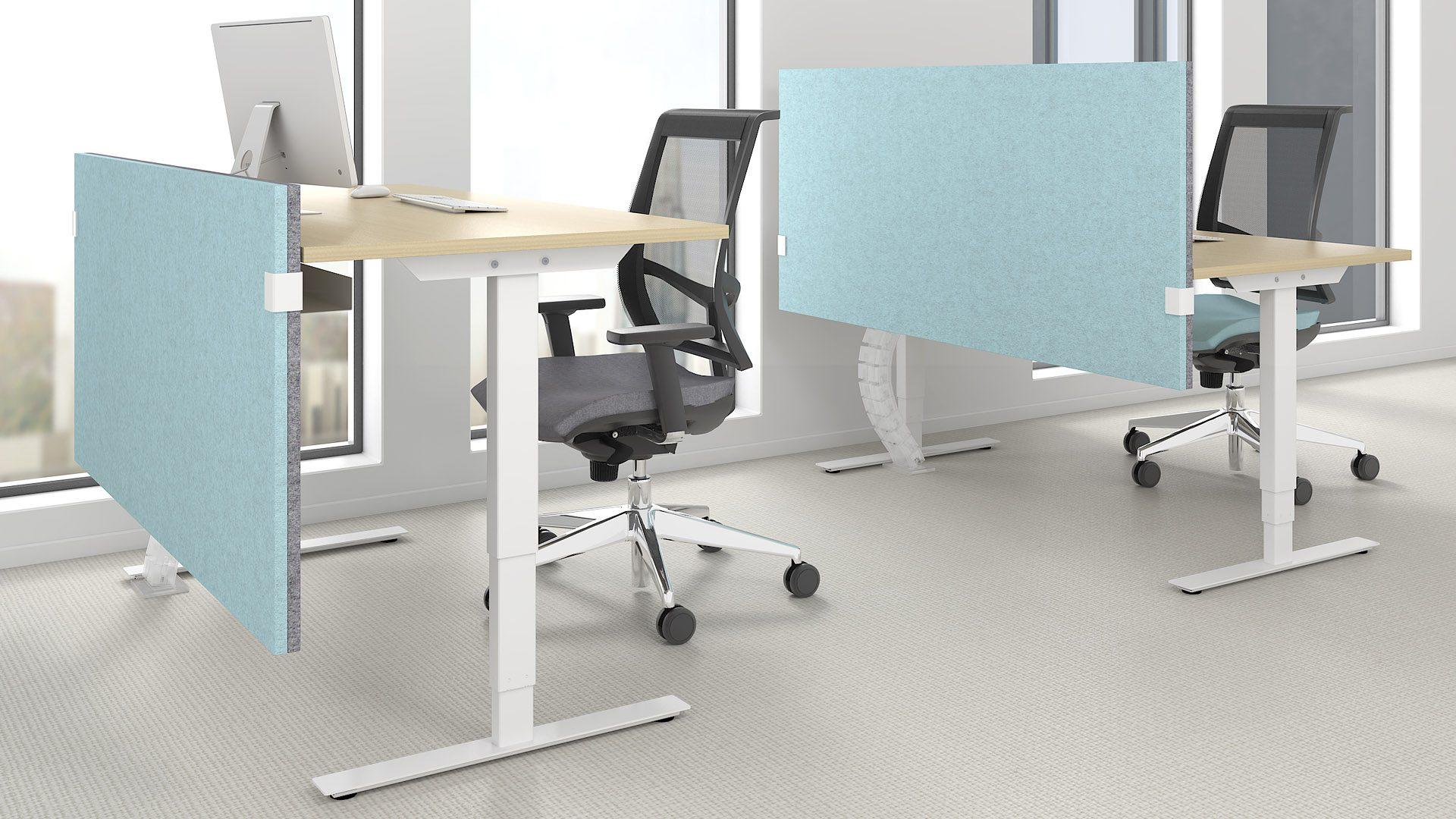 Modus screens can also be used as fabric modesty panels for desks