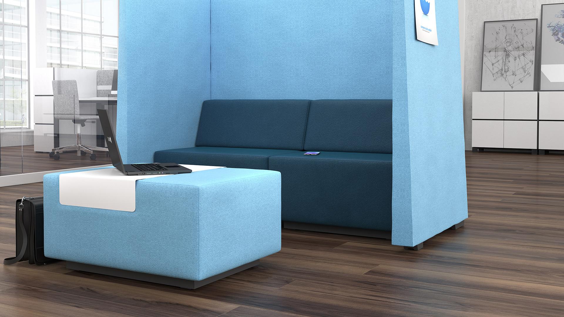 Jazz Silent meeting booth with sofa and pouf