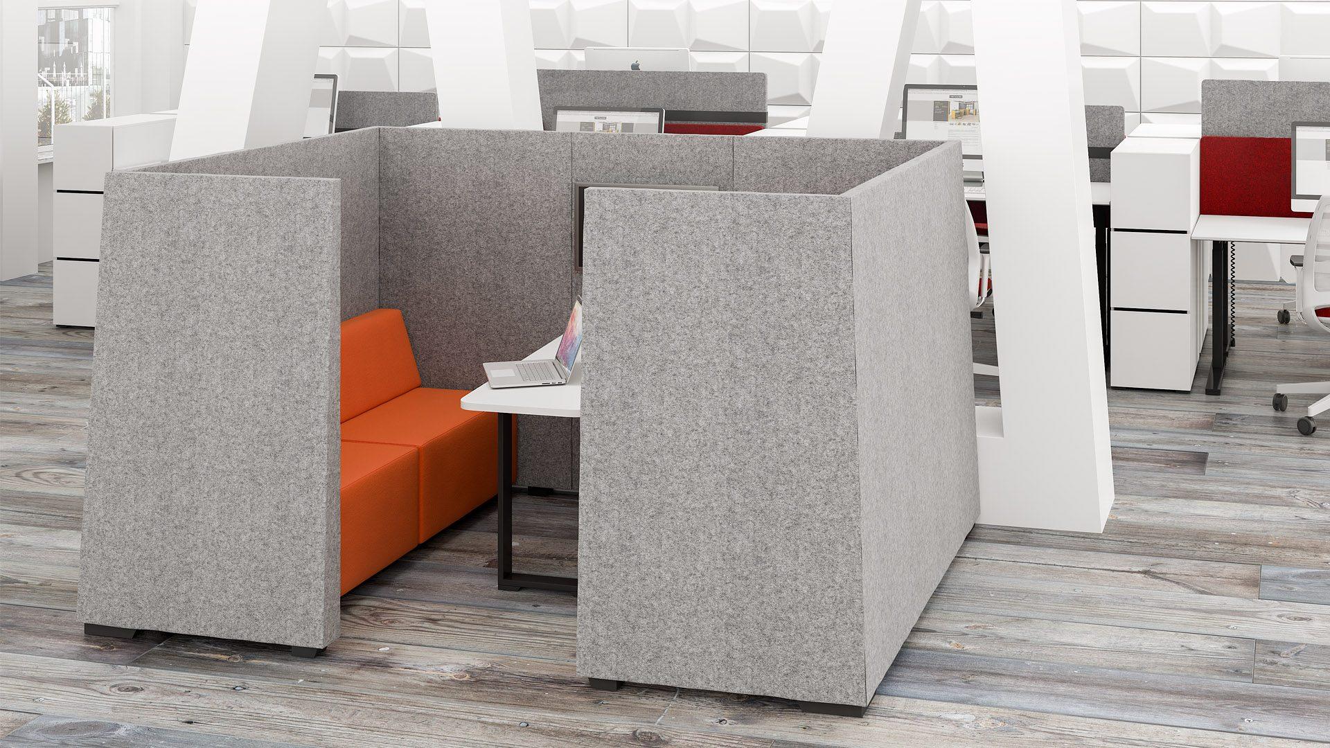 You can choose an acoustic carcass and customise the interior space to suit your office