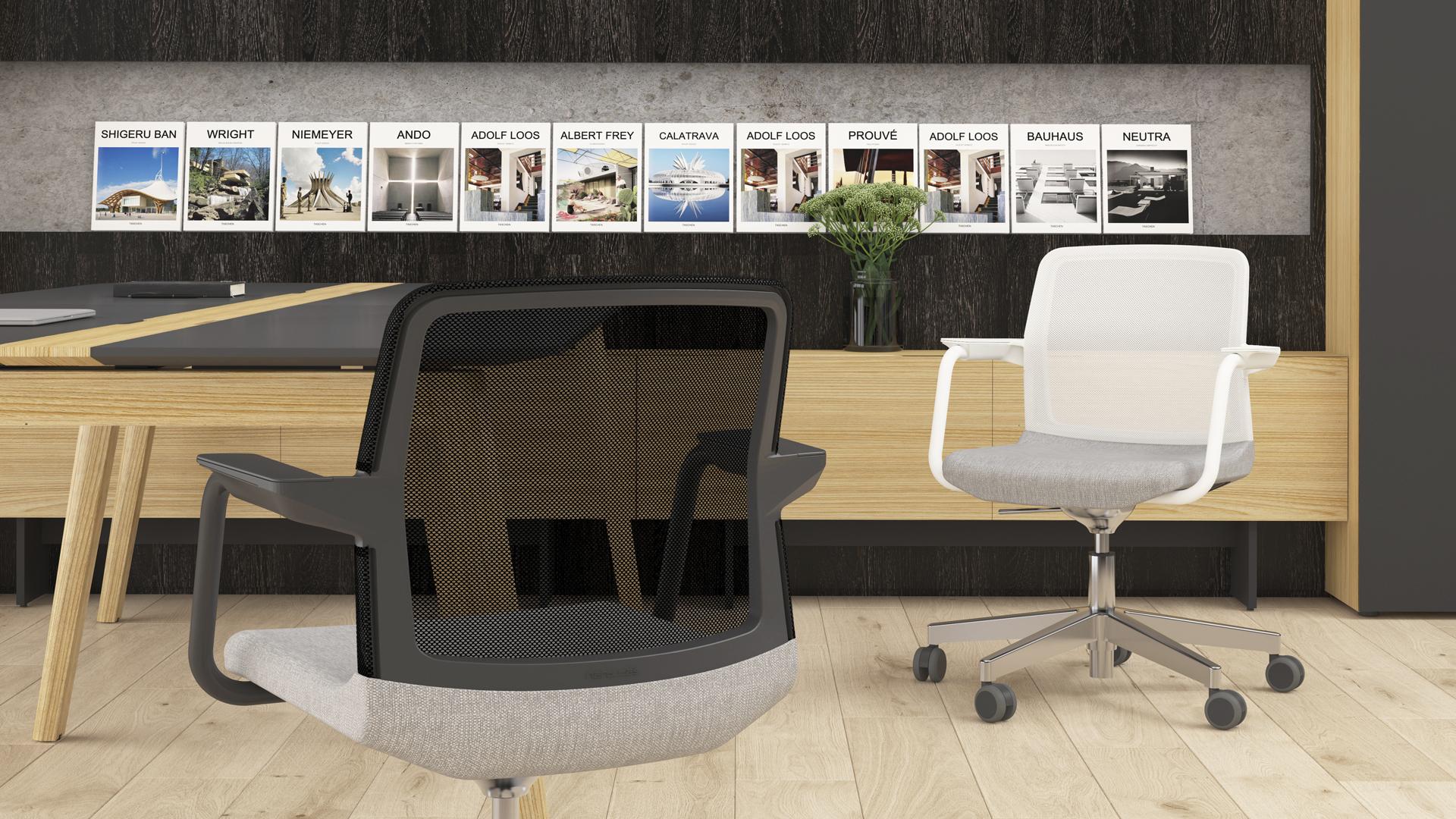 Wind mesh back meeting chairs available in black or white