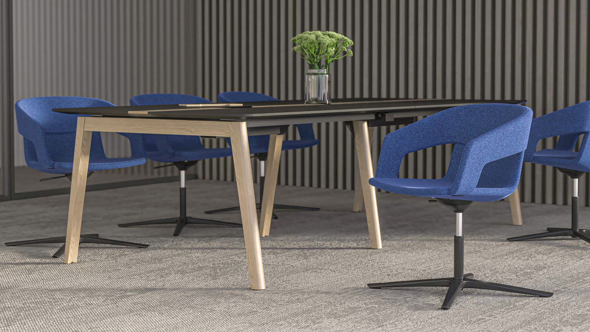 Twist &amp; Sit meeting chairs with Nova Wood meeting table