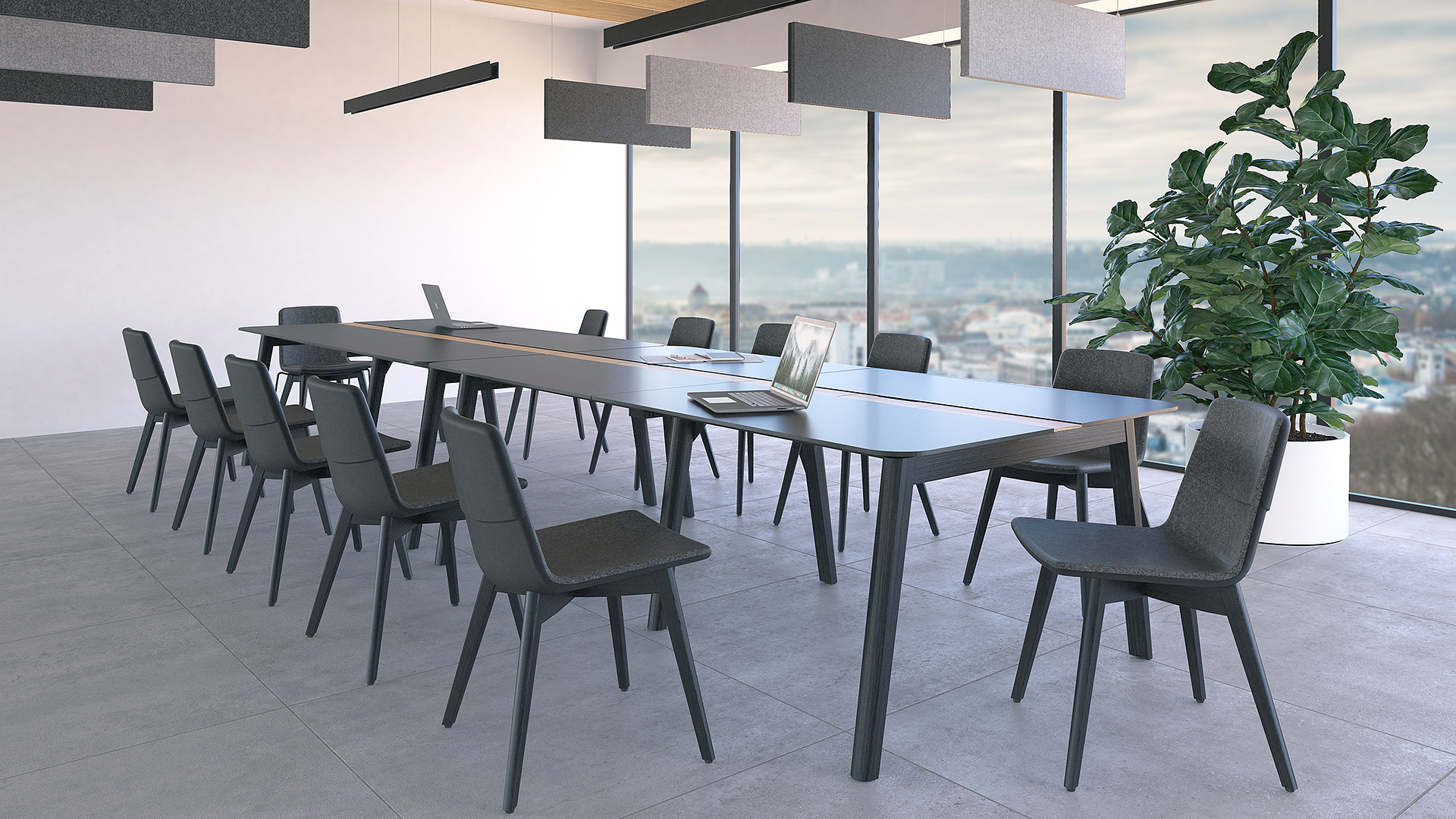 Create a sophisticated board room with Twist &amp; Sit meeting chairs and Nova Wood meeting table