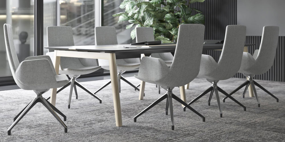 North Cape meeting chairs are available with cantilever, swivel pyramid or 4-leg base 