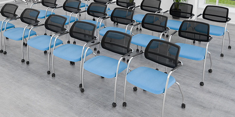 Gama conference chairs with castors in training room