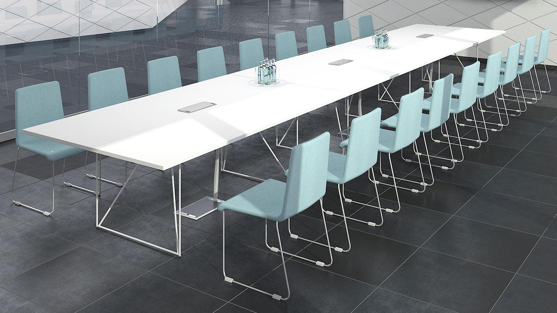 MOON conference chairs can be easily arranged in rows using couplers and stack up to 5 chairs high