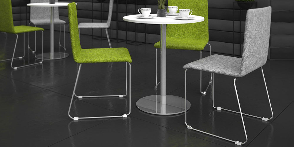 MOON conference chairs in light green and light grey Velito fabric.