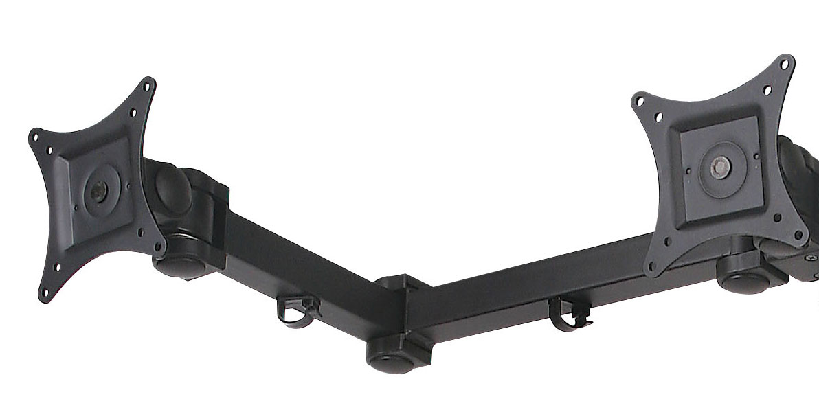 Removable VESA plates and heavy-duty hinged arms.
