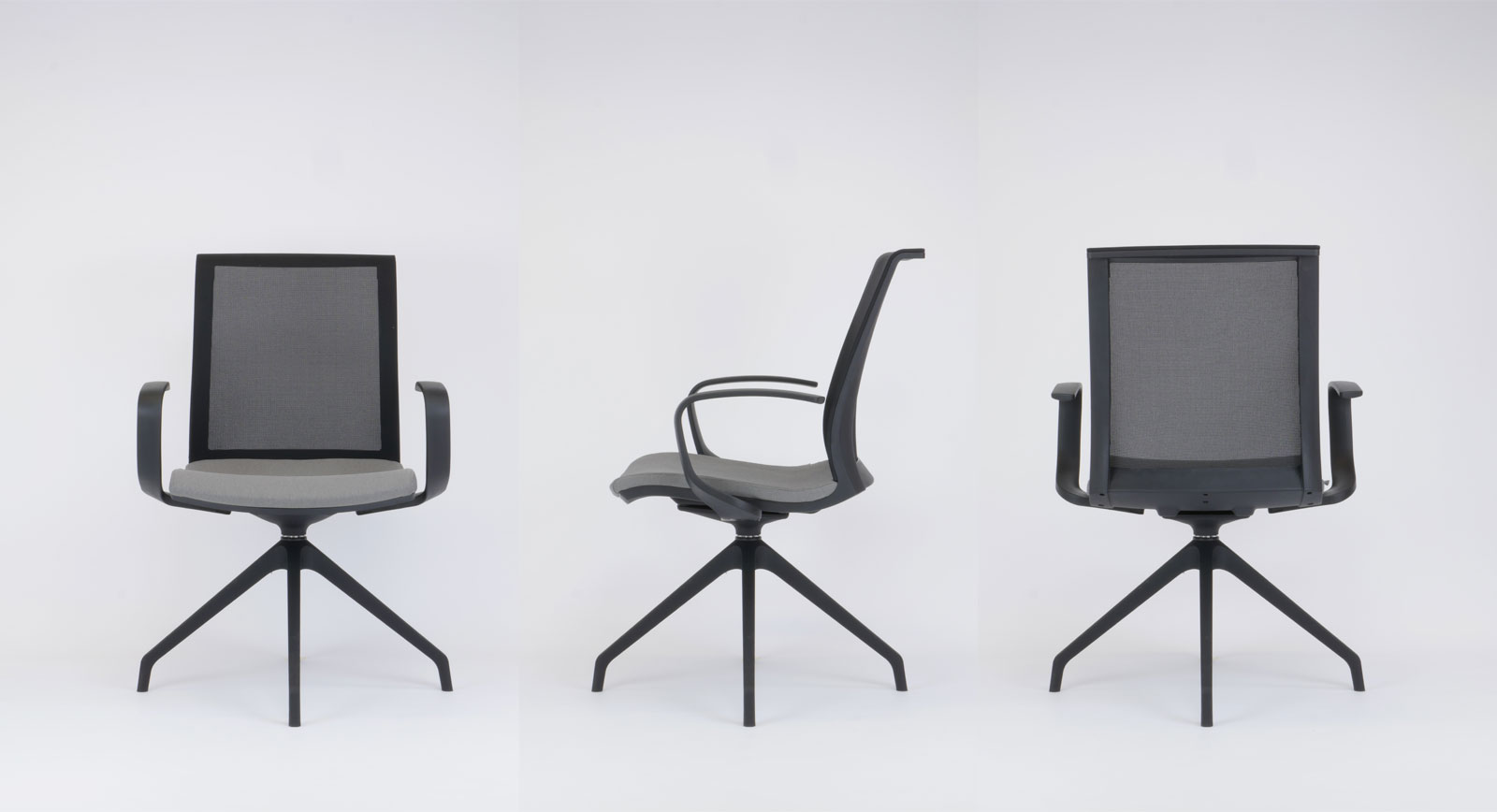 Prague sleek black meeting chair with optional slimline armrests