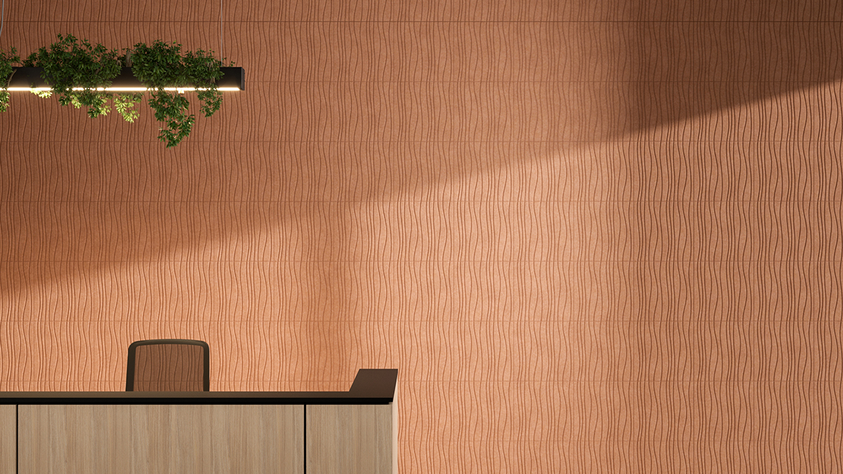 Acoustic wall tiles with Liana wave pattern