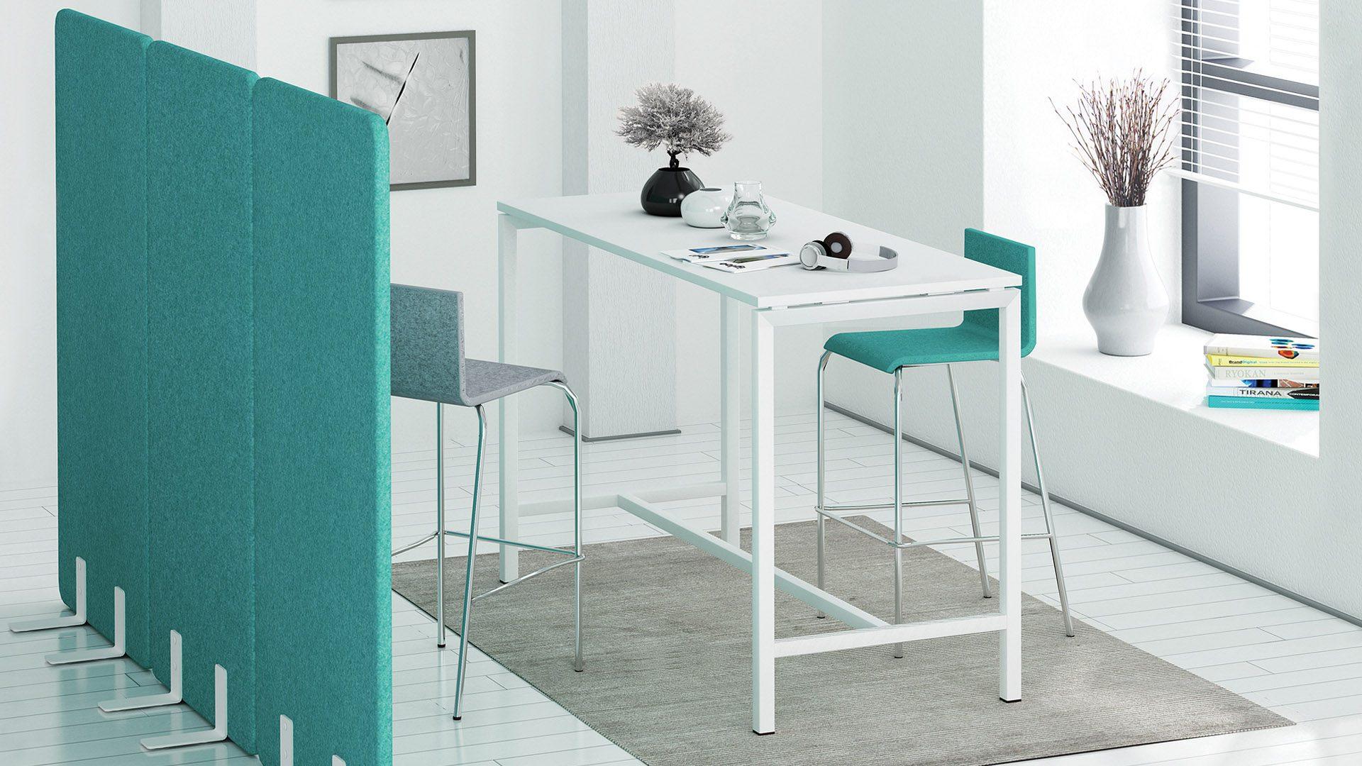 Nova high breakout table in white with stools