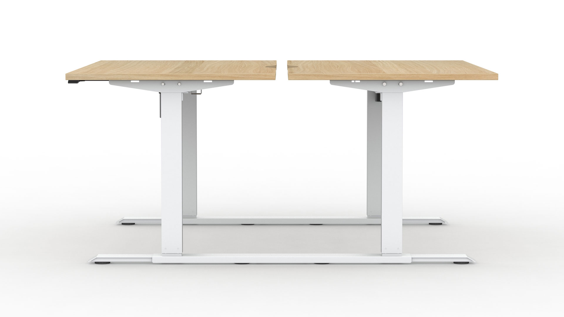 Alto 1 desk frames feature 2-stage rectangular columns with single motor