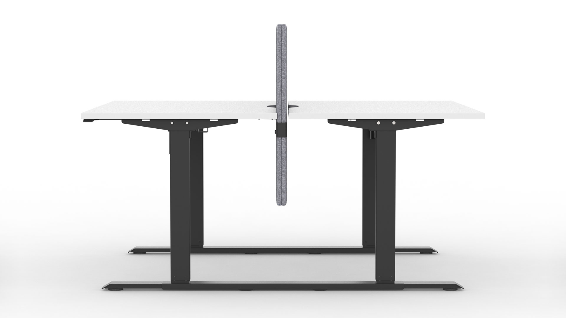 Acoustic desk screens are 740mm in height and attach to one desktop