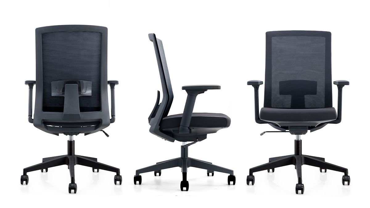 Veneto mesh back task chair, rear, right and front