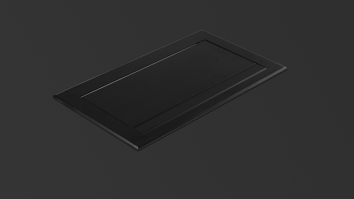 Click in-surface power in black HPL Fenix tabletop