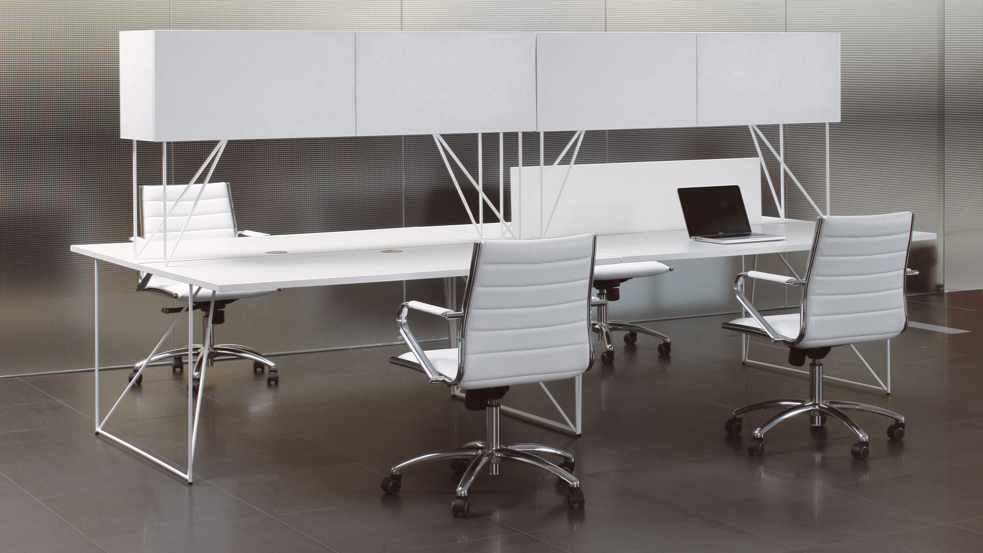 White Air bench desks with storage