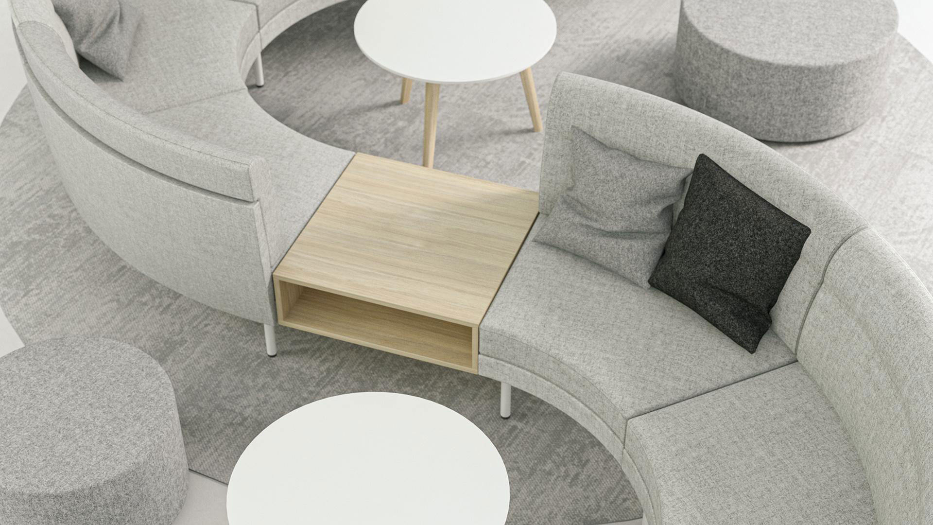 Create dynamic spaces with coffee table and storage inserts