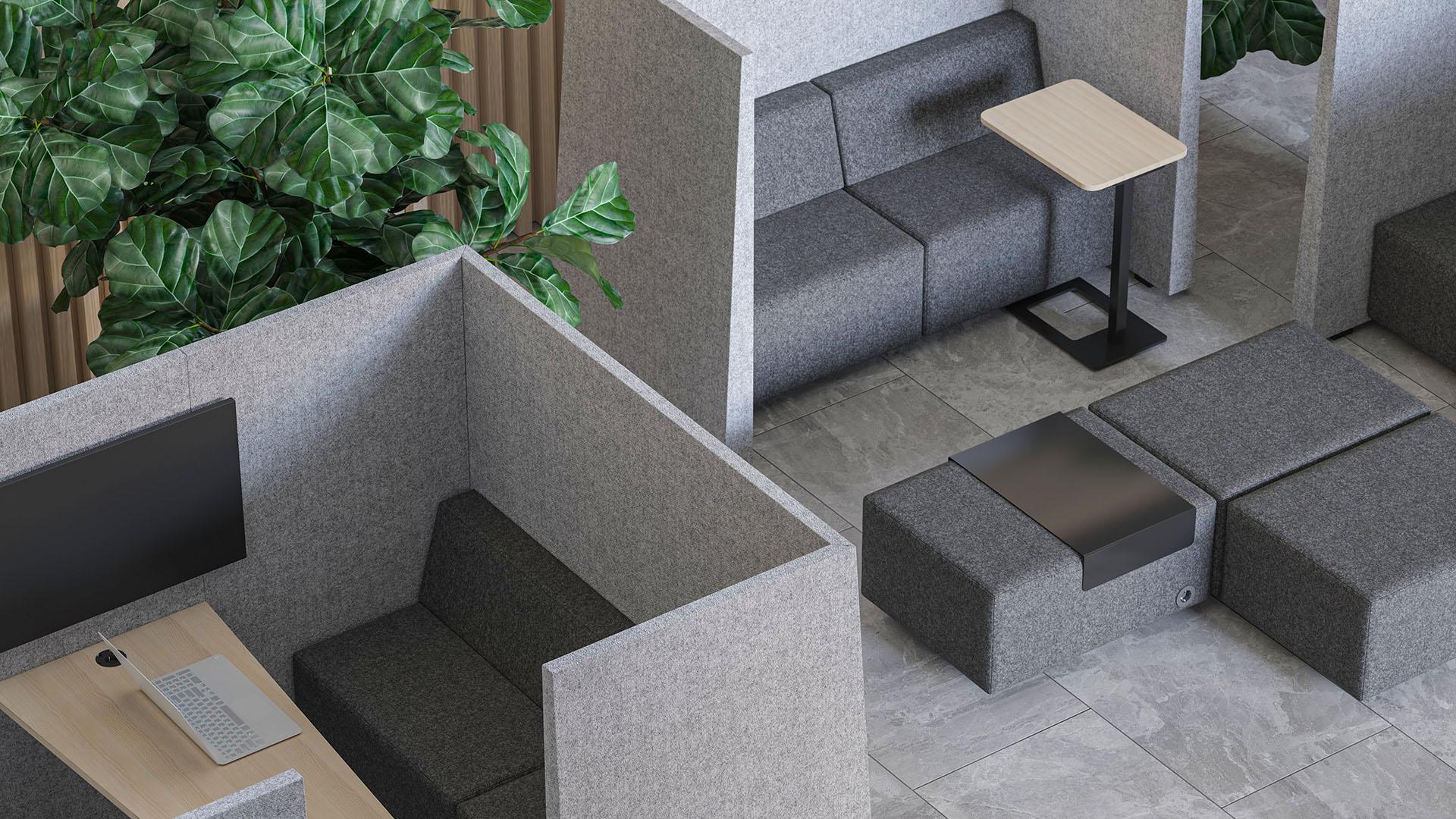 Jazz Chill Out modular seating is designed to work with Jazz Silent Box booths