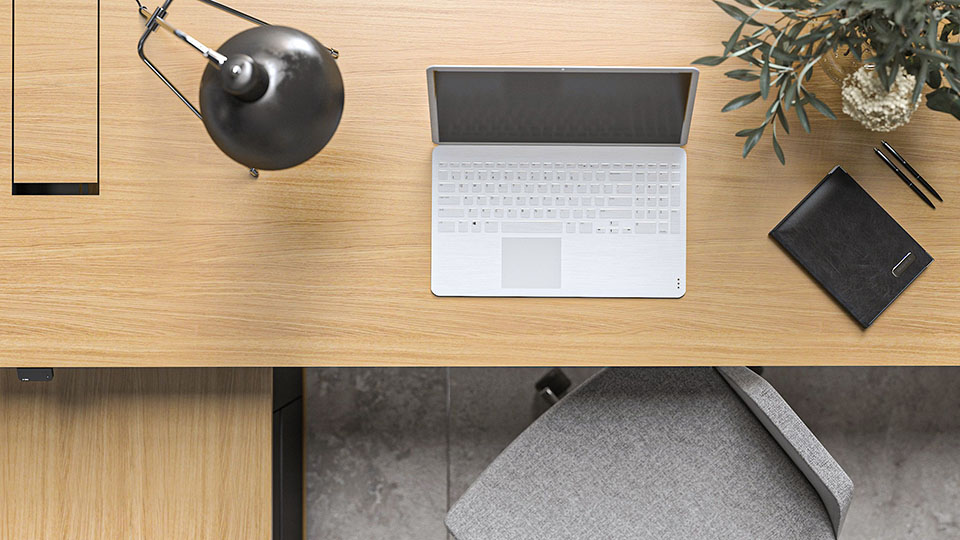 Motion Executive desks include concealed power sockets
