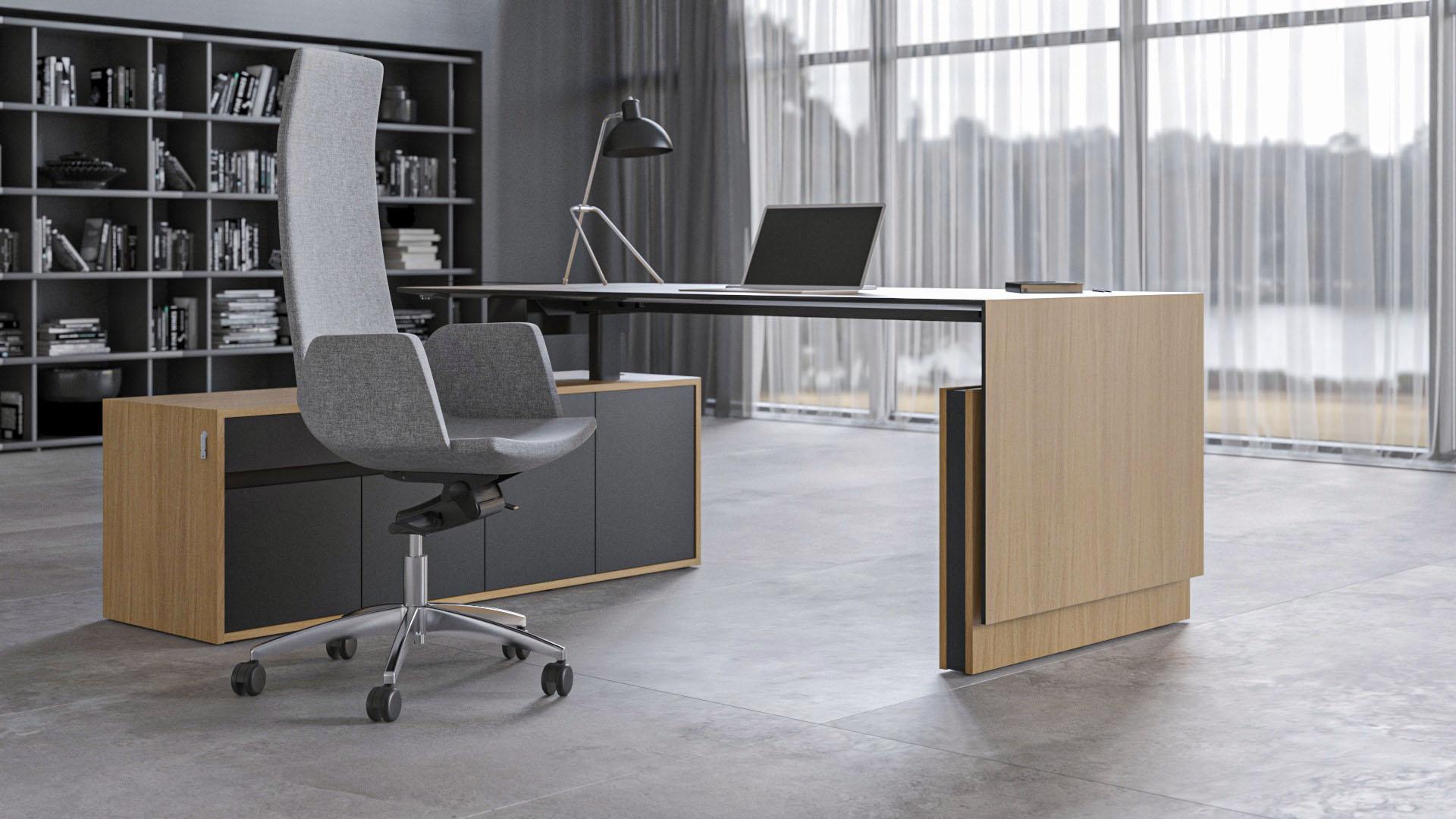 Motion Executive height adjustable desks combine modern elegance and thoughtful functionality
