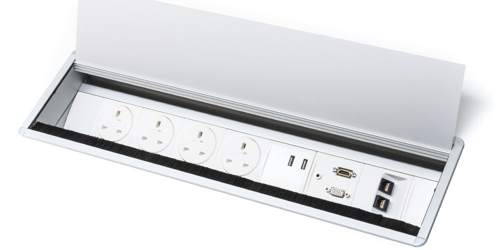 Access power module in white with silver cover.