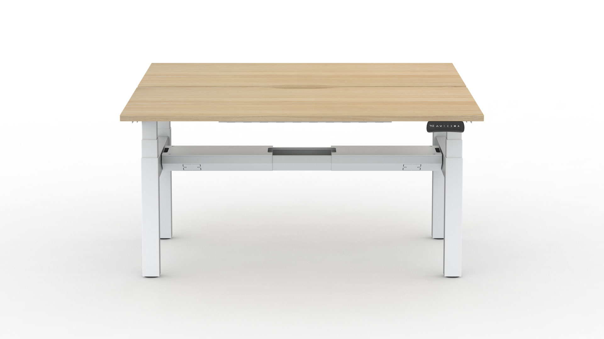 Alto 2 bench desk frames will accommodate a range of desktop sizes and styles