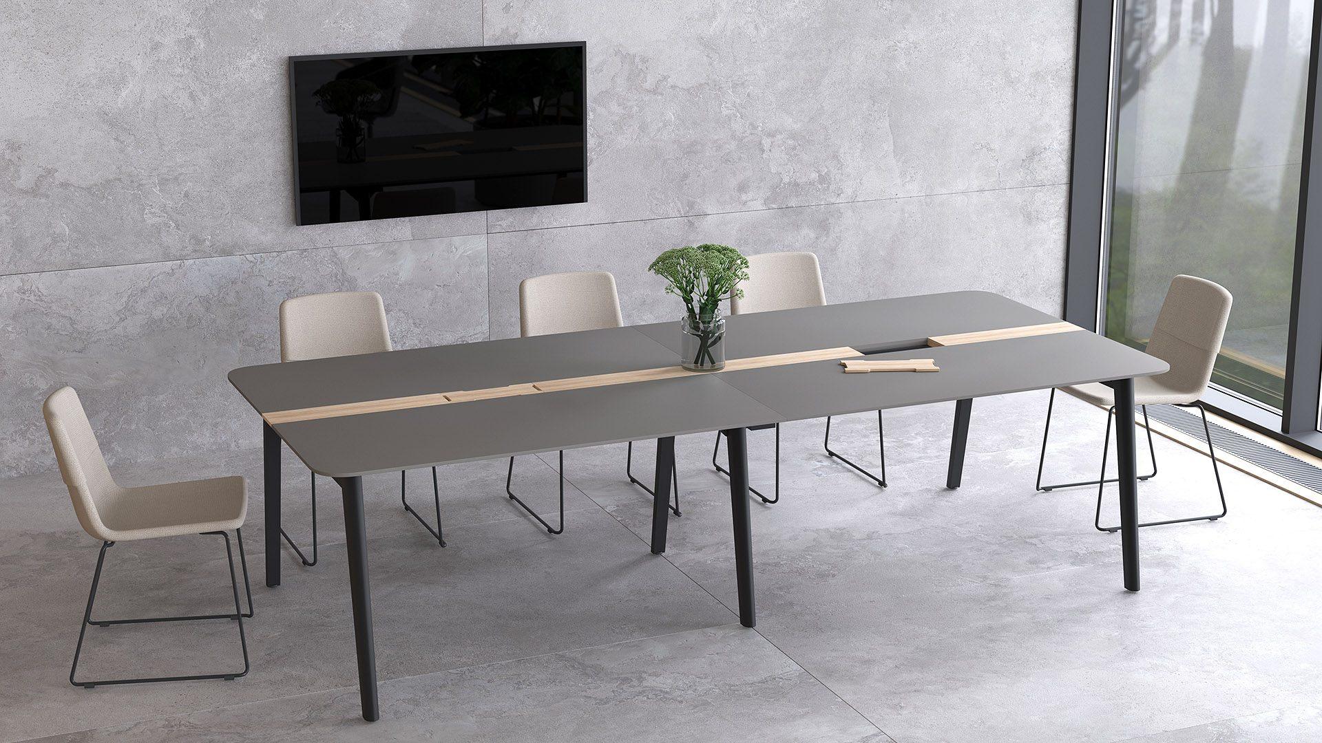 Create sleek and smart board room style meeting areas with Nova Wood meeting tables