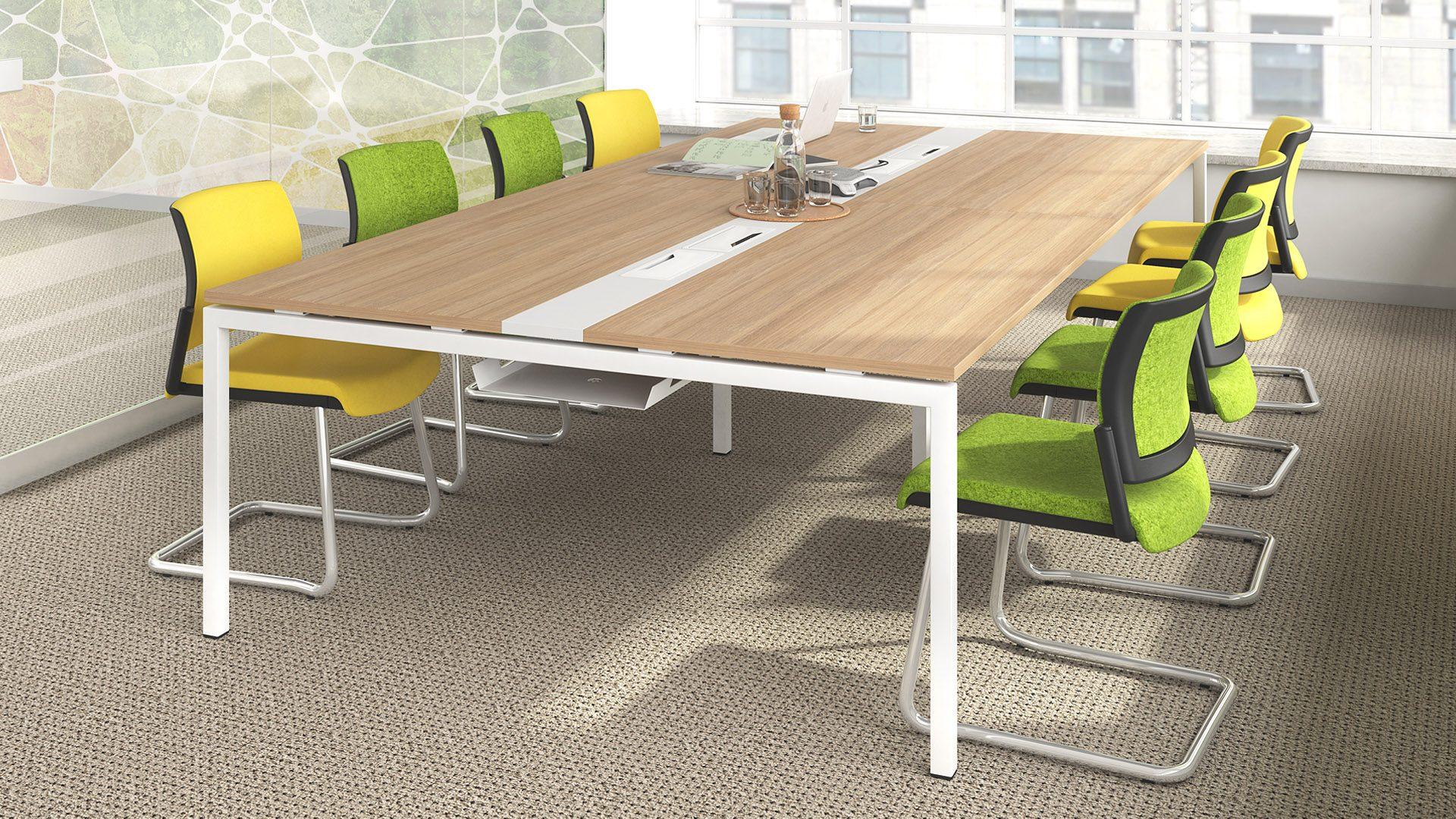 Part of the extensive Nova furniture range Nova meeting tables offer cable management inserts in the centre
