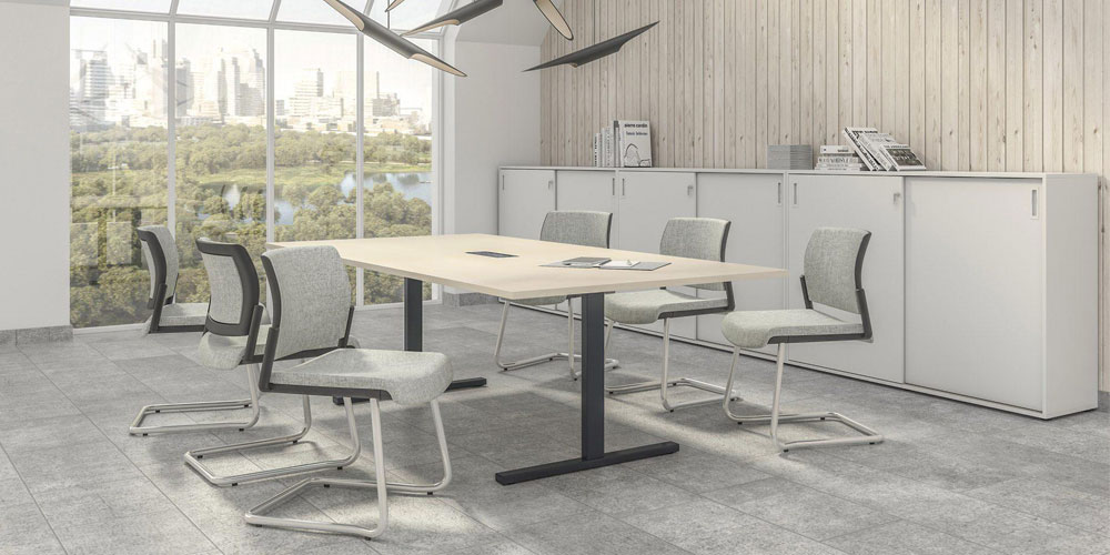 T-Easy 8 seat meeting table with sand ash desktop and anthracite legs